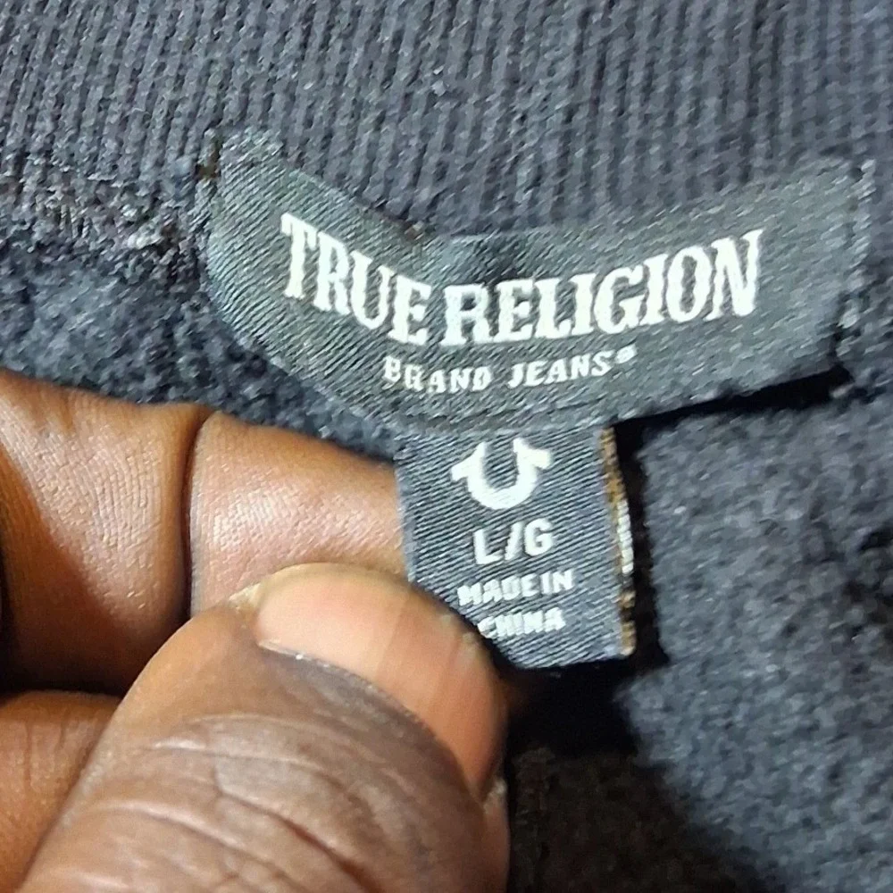 True Religion Mens Horseshoe Logo Jogger Sweatpants Black Size Large